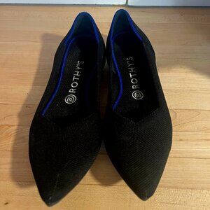 Rothy's Black Flats with Blue Trim